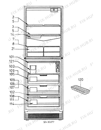 Взрыв-схема холодильника Electrolux TR1178A - Схема узла C10 Interior